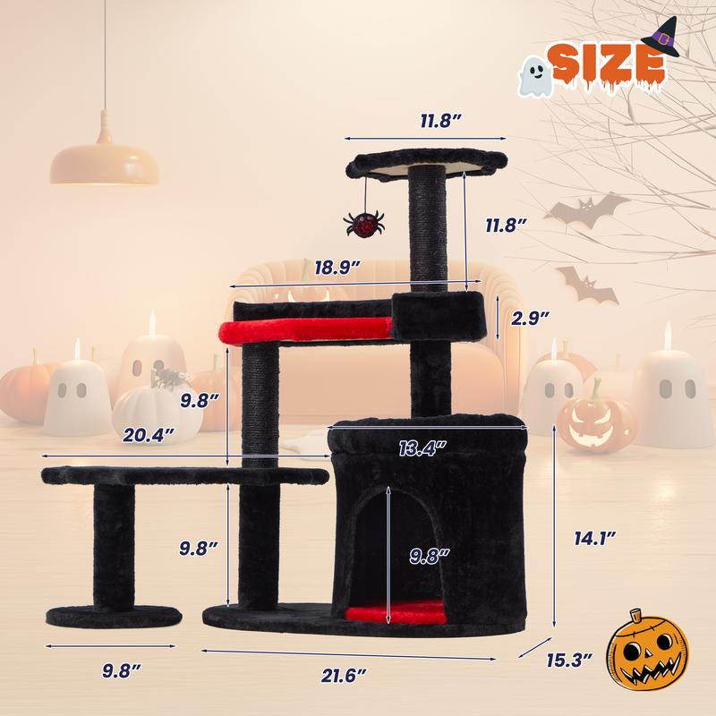 Erommy 53-Inch Tall Cat Tree Tower for Short-Legged Cats & Kitten, Multi-Level Condo with Small Ladder, Cat’S Nest, 2 Hammocks,13 Scratching Posts, Tower with 2 Clear Bowl, Toys & Perch (Natural Color) Pet Supplies Paw