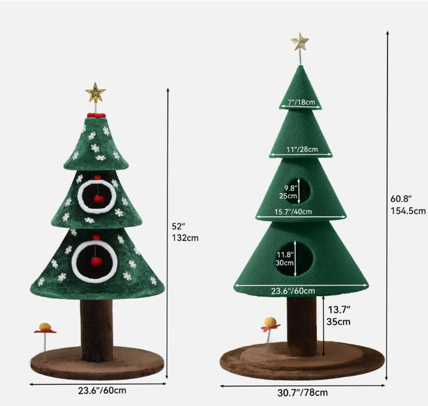 Yitahome Christmas Cat Tree with Cat Teaser Toy, Cat Tower for Indoor Cats with Cat House, Christmas Tree Design with Plush Ball for Cats