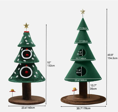 Yitahome Christmas Cat Tree with Cat Teaser Toy, Cat Tower for Indoor Cats with Cat House, Christmas Tree Design with Plush Ball for Cats